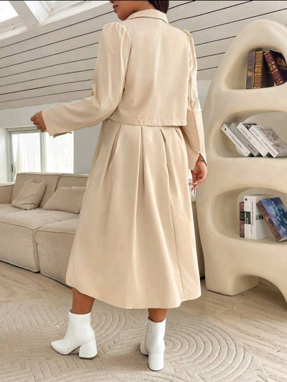 Ensemble de 2 pièces pour femme grande taille : robe-combinaison ajustée et blazer assorti, automne/hiver