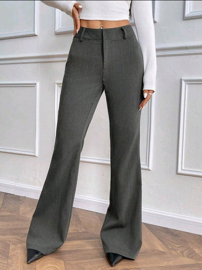Rafferiza Pantalon évasé à taille basse et ouverture devant pour femmes