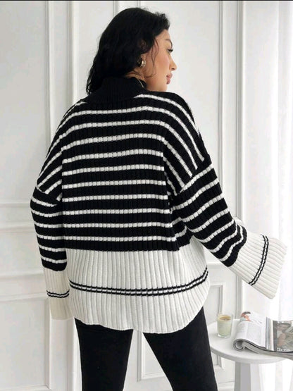 Pull-shirt à manches raglan avec motif rayé, pour l'hiver