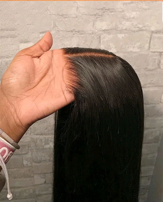 Perruque de cheveux humains lace transparente sans colle 5x5 droite, pré-épilée, densité de 150%, pour femmes 20inch