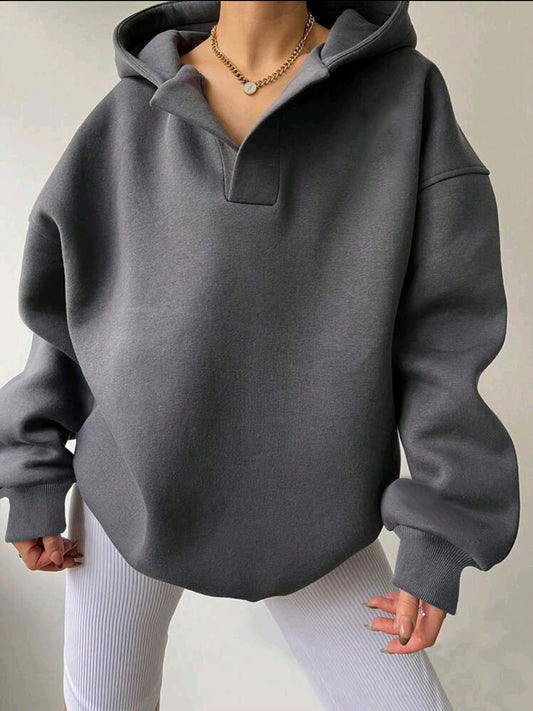INAWLY Pull surdimensionné décontracté à capuche unicolore pour femmes, automne/hiver