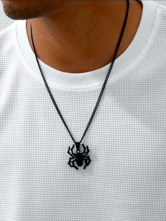 2 Pièces Collier Pendentif En Forme D'araignée En 3d De Style Gothique À La Mode Pour Hommes