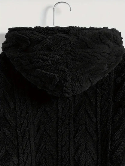 Veste à capuche en polaire de couleur unie pour homme, manteau à fermeture éclair