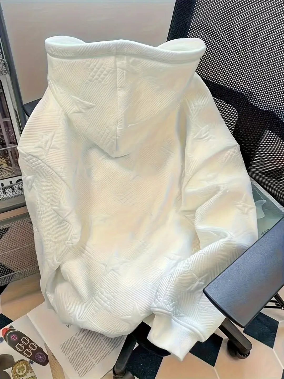 Sweat à Capuche Brodé Blanc pour Femme - Motif Montagne et Lettres, Coupe Décontractée Légère pour Printemps/Automne