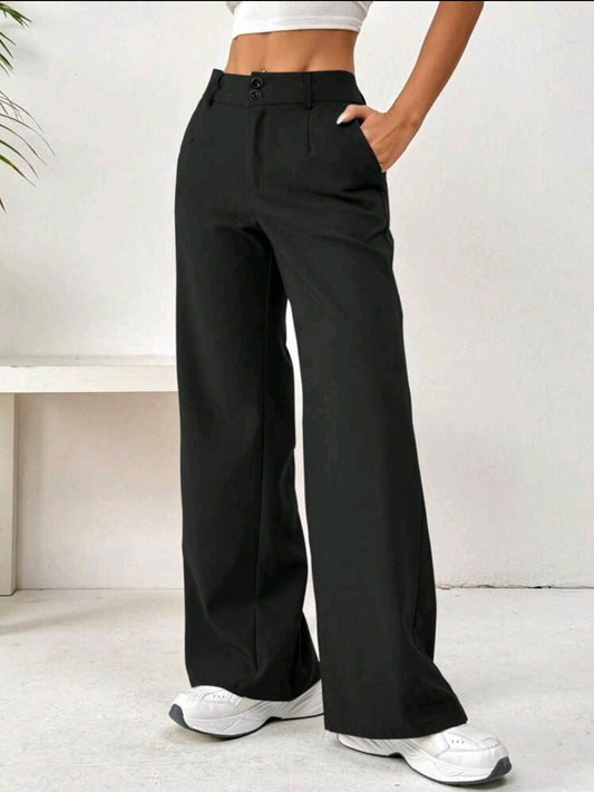 Flirla Pantalon à poches boutonnées à l'avant, tenue décontractée pour la vie quotidienne