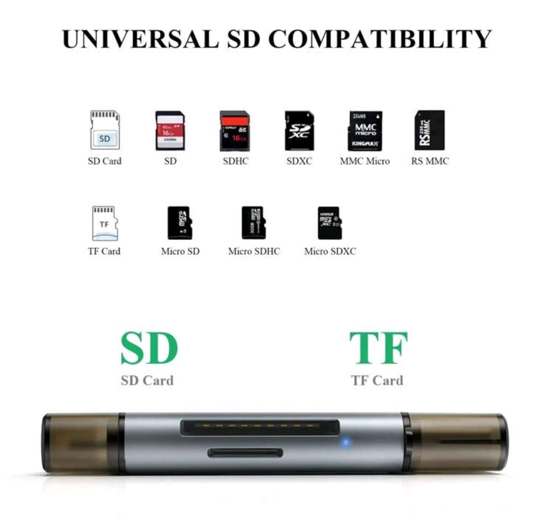 Lecteur de carte SD, adaptateur 2-en-1 USB C+USB3.0 pour lecteur de carte mémoire Micro SD TF SD Micro SD SDXC SDHC MMC RS-MMC Micro SDXC Micro SDHC UHS-I, compatible avec MacBook Air/Pro, iPad Pro, téléphone Android, PC