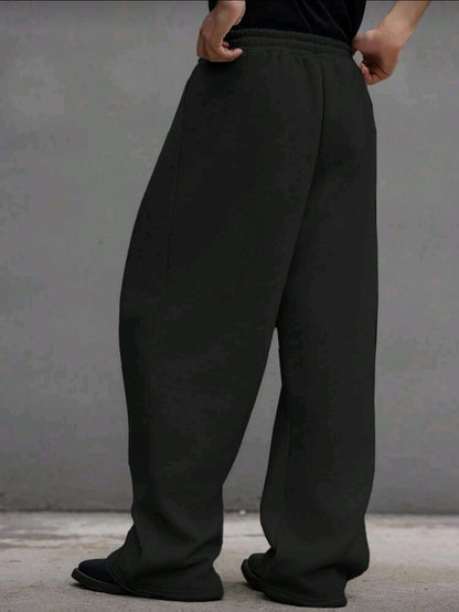 Pantalon de survêtement droit de couleur unie, coupe ample, unisexe, style de rue décontracté, confortable, convenant à toutes les saisons