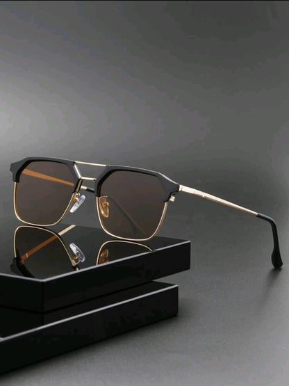 1 pièce Lunettes de soleil aviateur à décor métallique carré élégantes