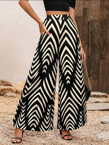Rafferiza Pantalon À Jambes Larges Et Couleur Bloquée Pour Femmes Avec Nœud Papillon