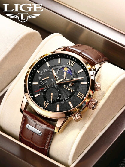 LIGE Montre quartz résistante à l