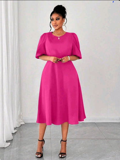 Maweii Robe à manches bouffantes en mousseline grande taille pour femmes