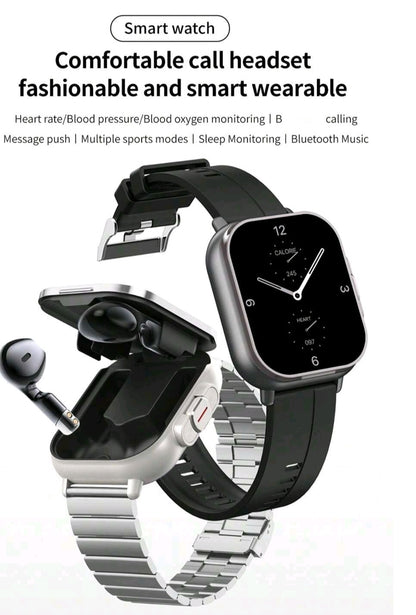 Écouteurs + Montre connectée 2 en 1, sensation améliorée, appel sans fil , double bracelet