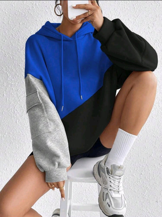 Flirla Sweat-shirt à capuche casual avec cordon de serrage