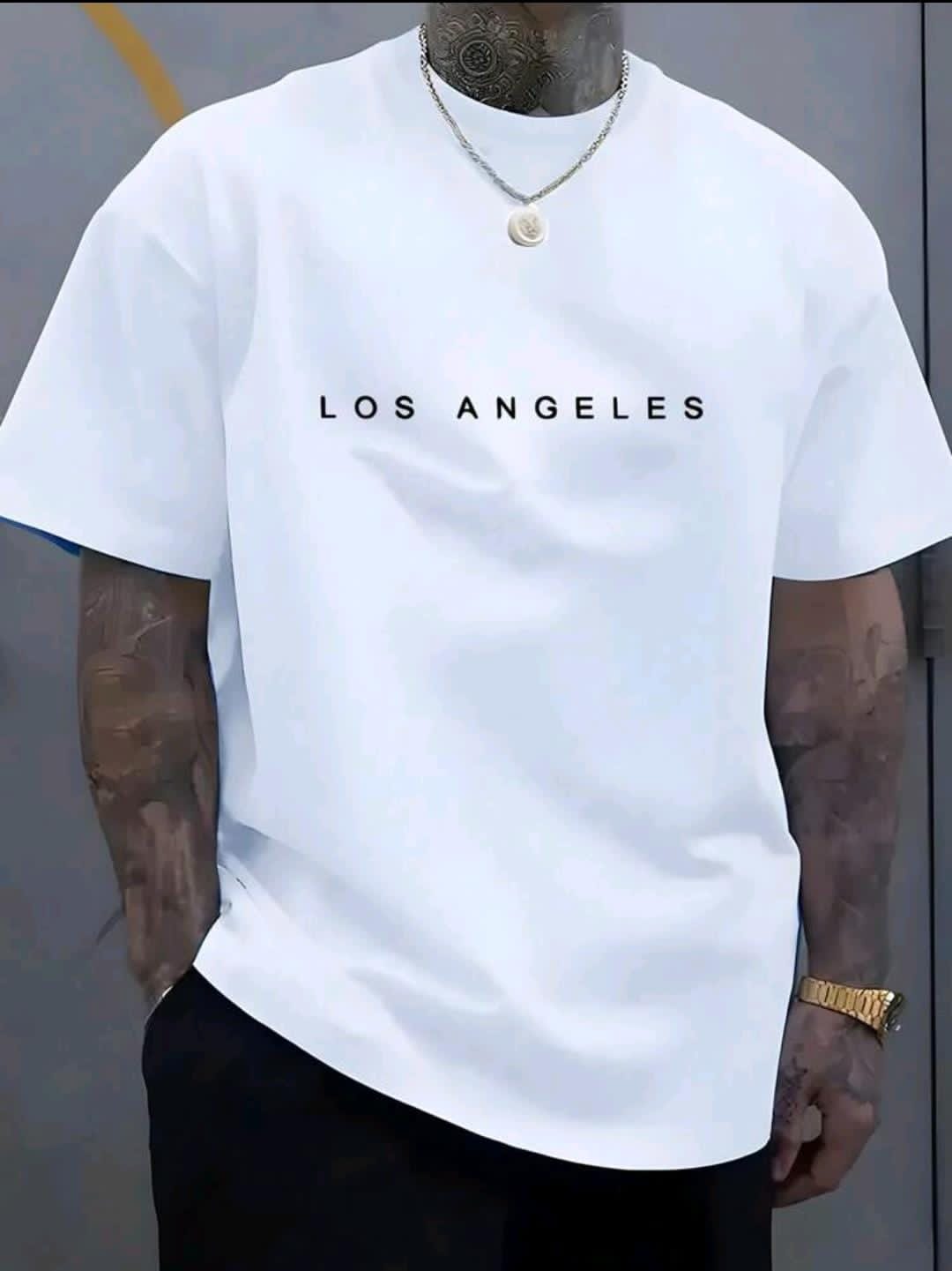 Manfinity Dauomo T-shirt casual à manches courtes col rond avec impression de lettres pour hommes