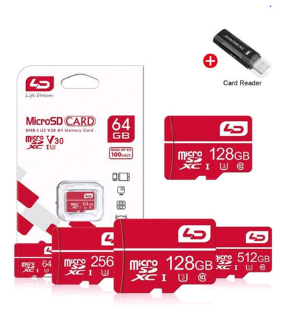 LD Carte Mémoire Ld Micro Sd Tf, 4 Go, 8 Go, 16 Go, 32 Go, 64 Go, 128 Go, 256 Go, 512 Go Sdxc/sdhc Mini Sd Card Class 10 Tf Flash Mini Sd Card + Lecteur De Carte Usb2.0