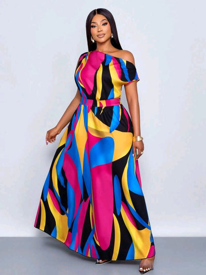 SOLERSUN Jupe grande taille, élégante, décontractée, épaules inclinées, manches courtes