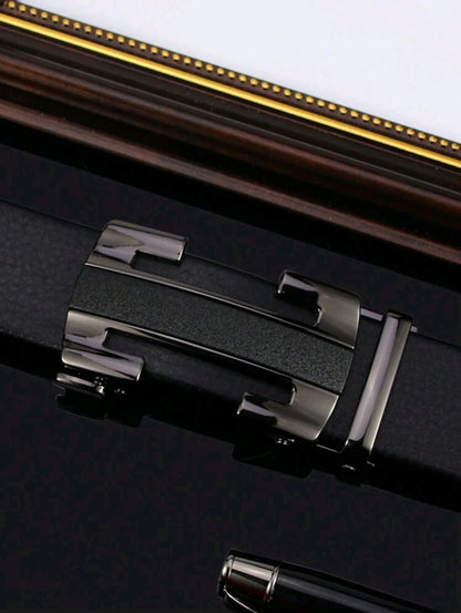 Ceinture pour hommes avec boucle automatique, ceinture avec motif lettre