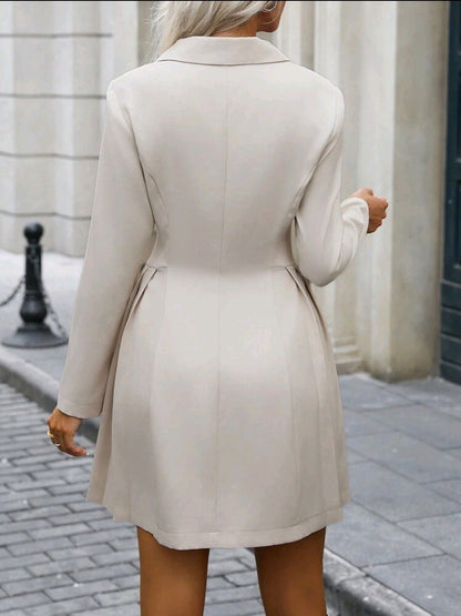 Robe courte à manches longues pour femmes, col en V