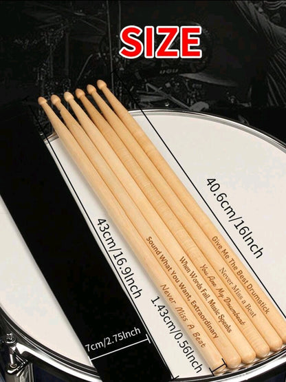 1 paire/set de baguettes de tambour personnalisées gravées sur mesure, baguettes en bois