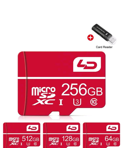LD Carte Mémoire Ld Micro Sd Tf, 4 Go, 8 Go, 16 Go, 32 Go, 64 Go, 128 Go, 256 Go, 512 Go Sdxc/sdhc Mini Sd Card Class 10 Tf Flash Mini Sd Card + Lecteur De Carte Usb2.0
