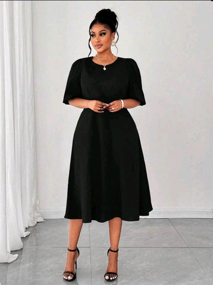 Maweii Robe à manches bouffantes en mousseline grande taille pour femmes