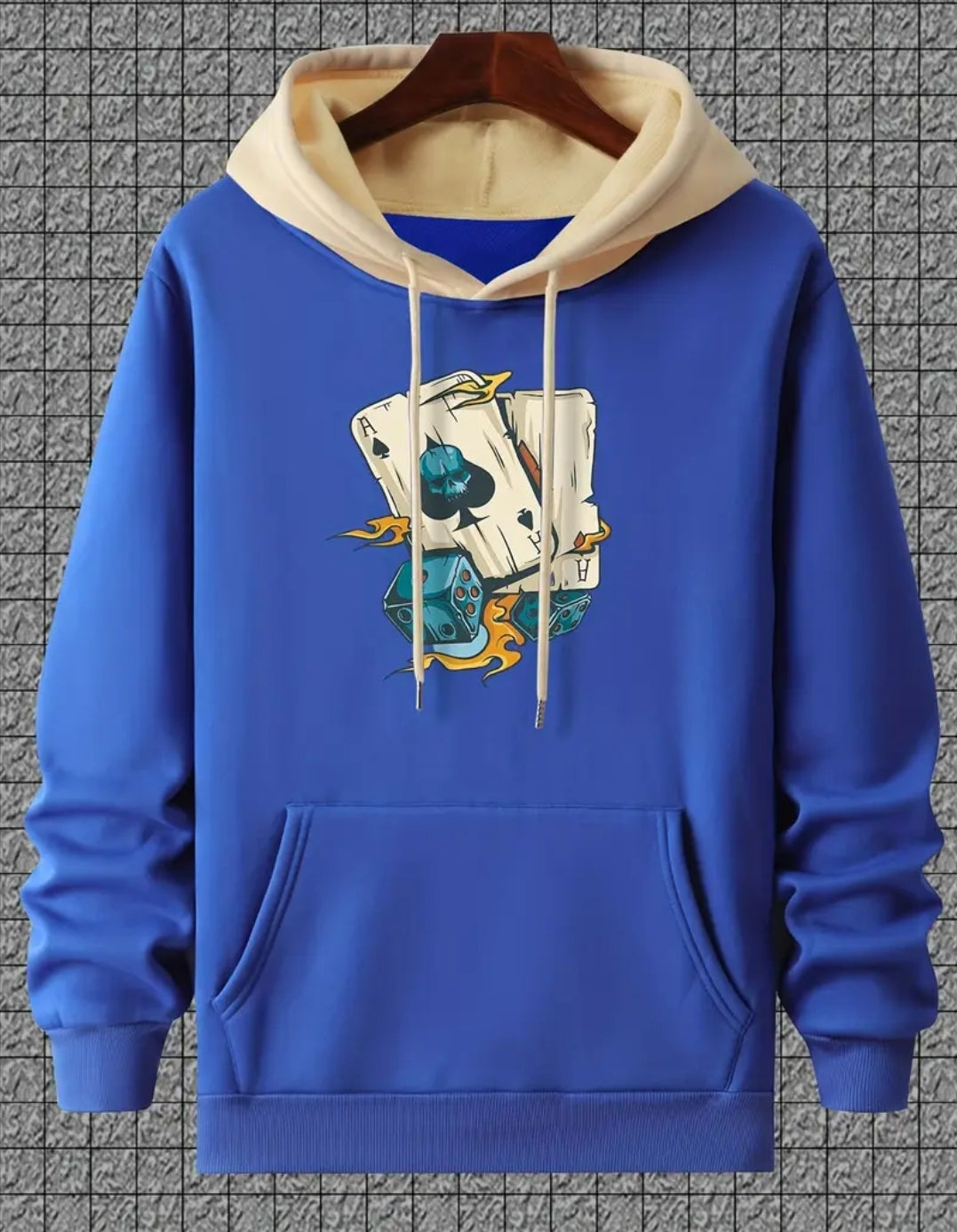 Sweat à Capuche Tendance pour Homme avec Imprimé de Cartes de Poker -