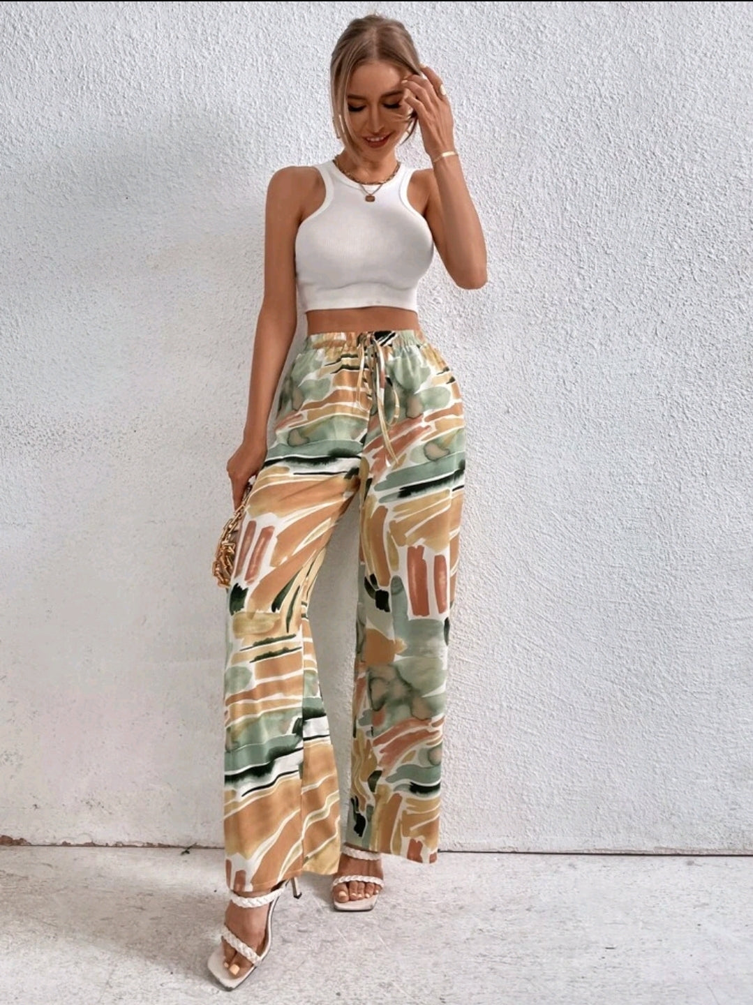 Pantalon à imprimé graphique à nœud