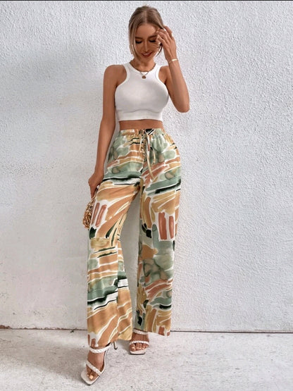 Pantalon à imprimé graphique à nœud