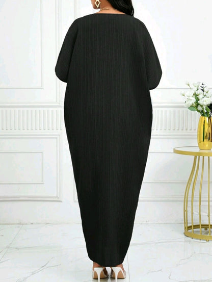 Robe ample à manches chauves-souris avec revers pour le printemps et l'été