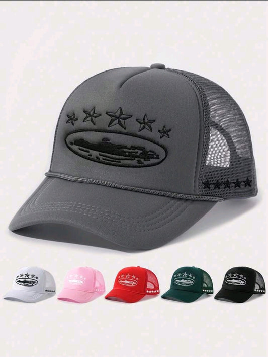 1 pièce de casquette de baseball à étoile à 5 branches brodée, visière de soleil respirante en maille, réglable pour l'extérieur