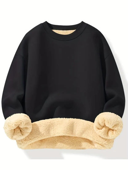 Sweatshirts décontractés à col rond pour hommes - Tissu tricoté épais en molleton 100 % polyester