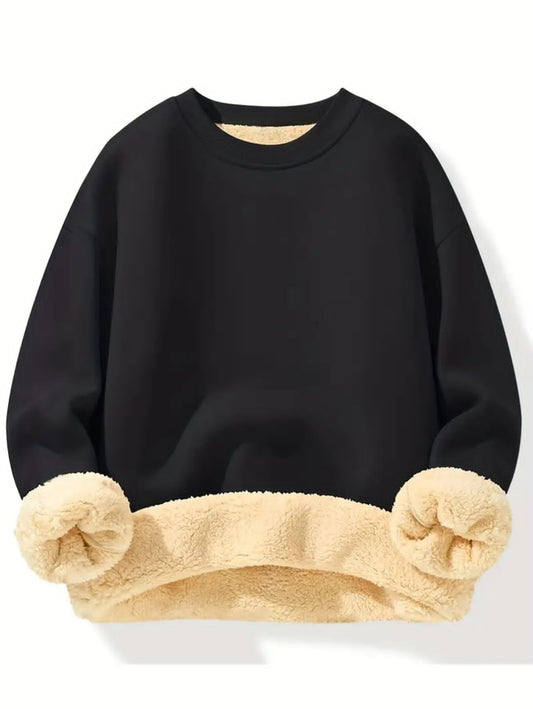 Sweatshirts décontractés à col rond pour hommes - Tissu tricoté épais en molleton 100 % polyester