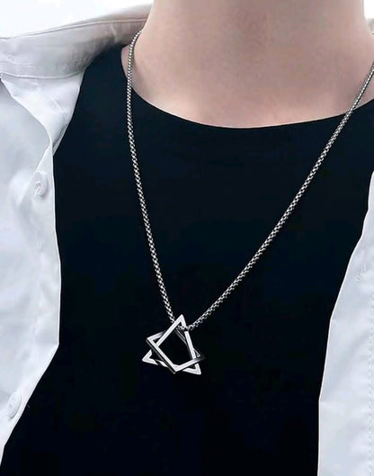 Collier Simple En Acier Inoxydable Pour Hommes, 1 Pièce, Design Géométrique Ajouré