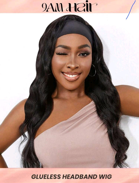 180% Perruque de cheveux humains vague de corps tissé avec bandeau human hair