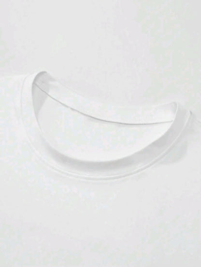 Manfinity Homme T-shirt décontracté à col rond et à manches courtes pour hommes avec lettre estampée pour l'été