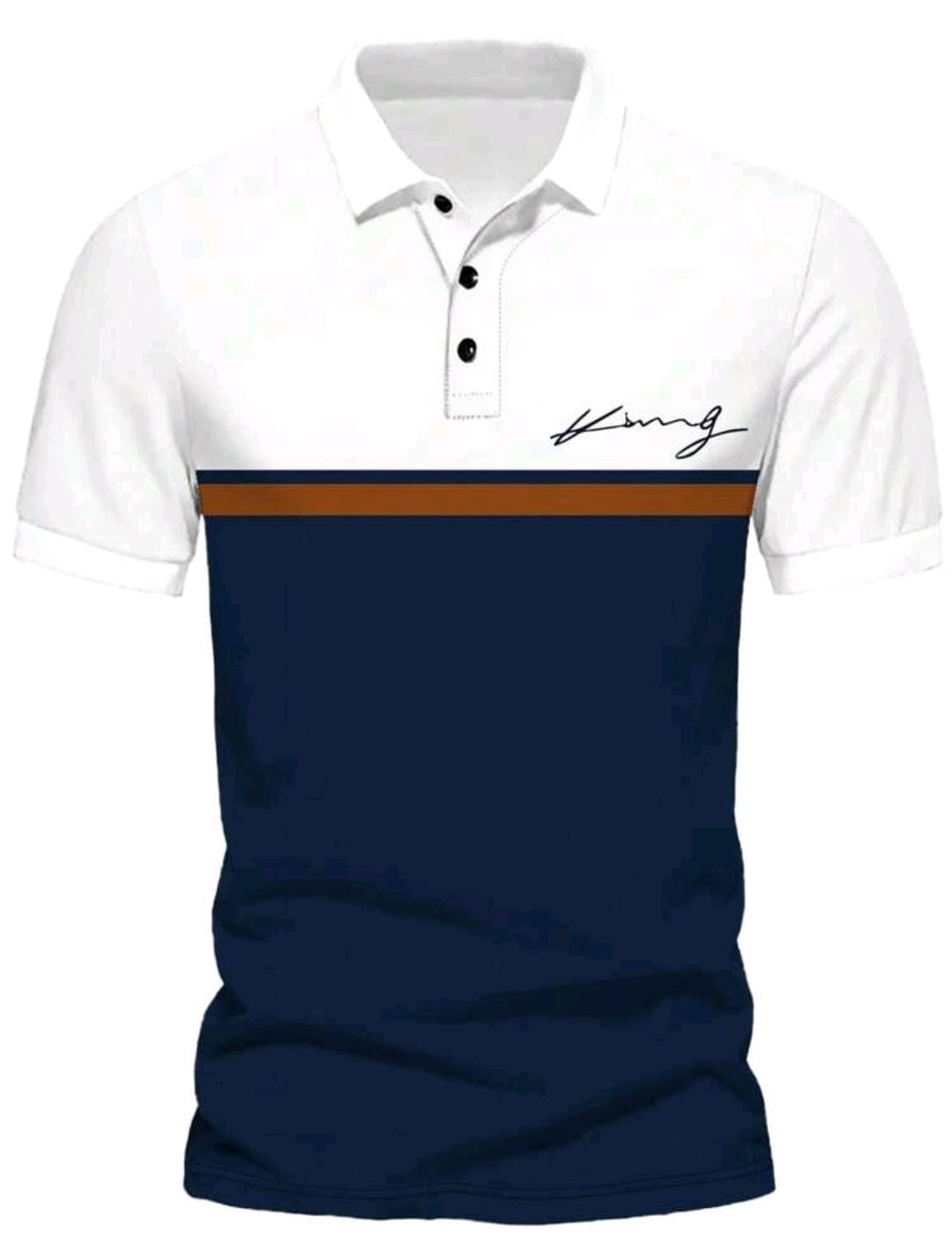 Manfinity Dauomo Chemise polo décontractée pour hommes à rayures estivales à manches courtes avec impression de lettres, pour le travail ou les loisirs