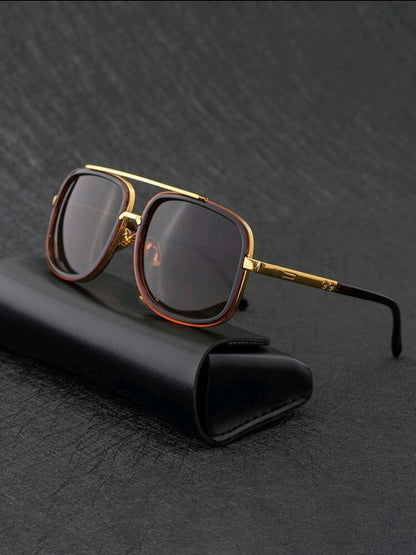 1 pièce Lunettes de soleil carrées classiques vintage pour hommes, accessoires royaux, accessoires de plage, lunettes de soleil