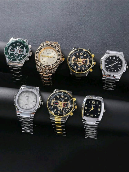 7 pièces/Set de montres de mode de luxe pour hommes, cadeau parfait pour les amis et les pères