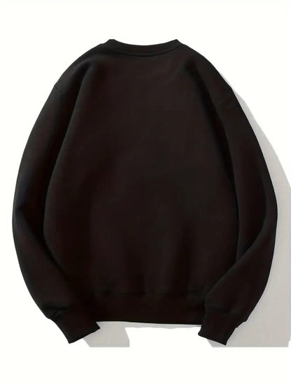 Sweatshirts décontractés à col rond pour hommes - Tissu tricoté épais en molleton 100 % polyester