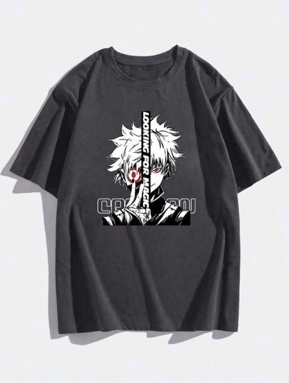 Manfinity Dauomo T-shirt À Col Rond Imprimé Avec Personnage De Dessin Animé Pour Hommes