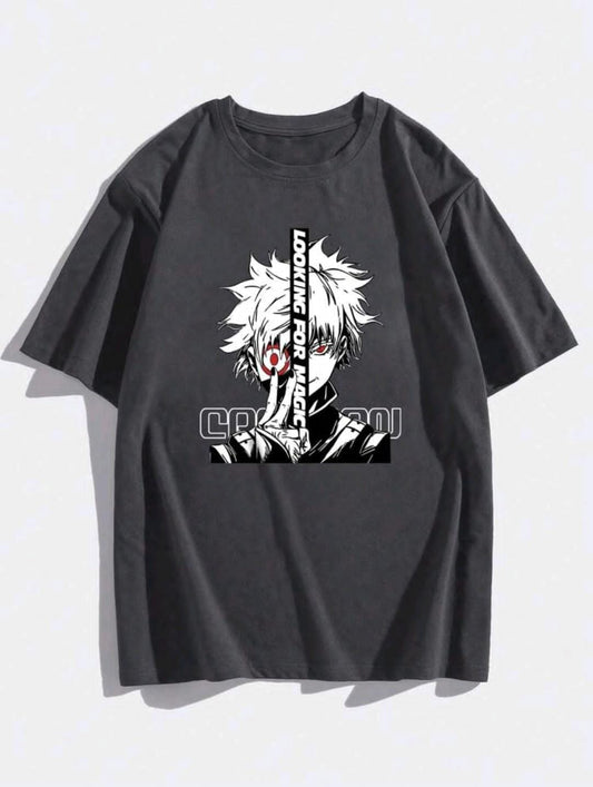 Manfinity Dauomo T-shirt À Col Rond Imprimé Avec Personnage De Dessin Animé Pour Hommes