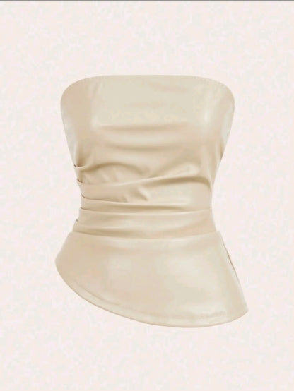 Siren Gaze Top de femme à la mode, plissé avec un ourlet asymétrique, convient pour sortir et les tops de fête