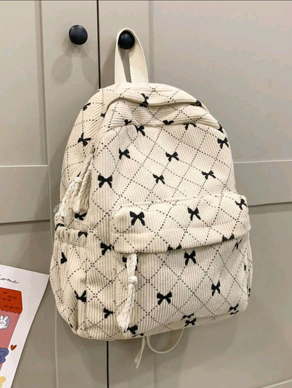 Petit sac à dos en velours côtelé couleur unie, sac à dos tendance, sac pour l'école, sac scolaire, sac à dos scolaire