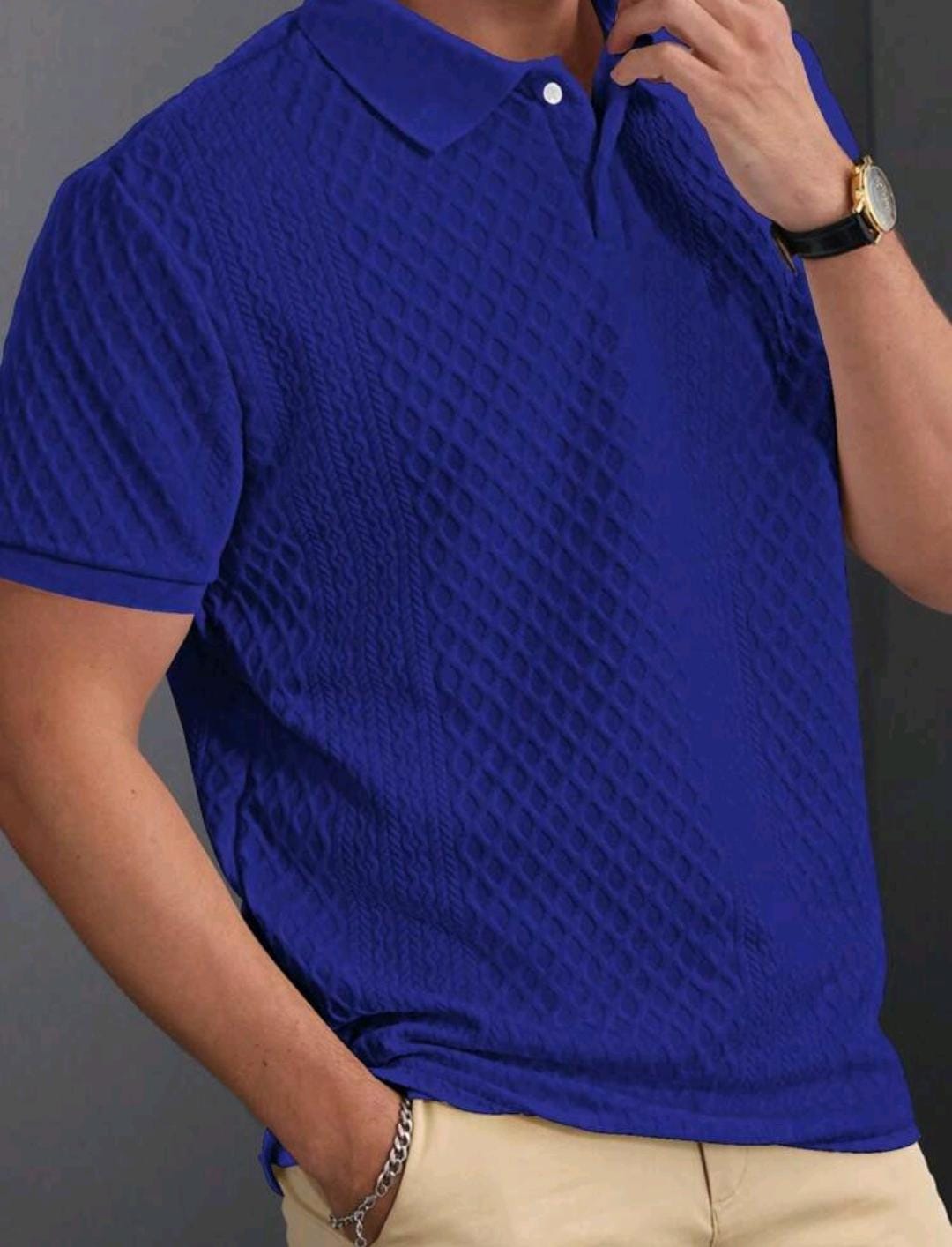 Manfinity Homme Polo basique pour homme, col unicolore, texture de base.