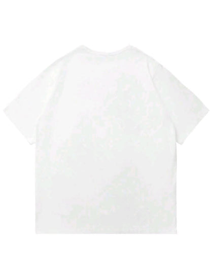 Manfinity Homme T-shirt décontracté à col rond et à manches courtes pour hommes avec lettre estampée pour l'été