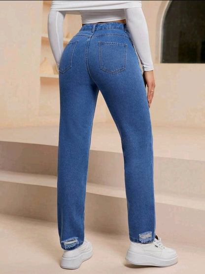 Jeans casual, fuselés et délavés avec poches pour femmes