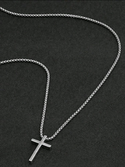 1 pièce de collier simple et en acier inoxydable avec un pendentif croix, style hip-hop de rue, convenant pour un port quotidien par les hommes