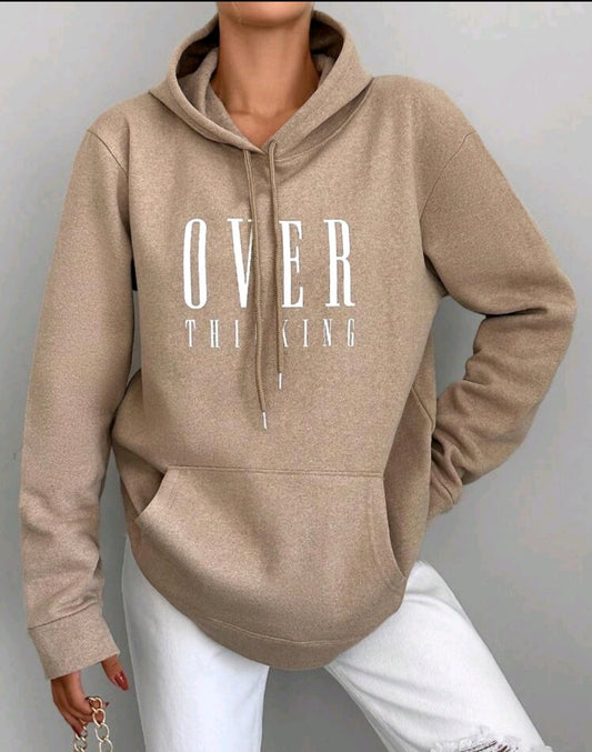 Cottnline sweat-shirt à capuche avec cordon de serrage et poche kangourou avec motif de lettres