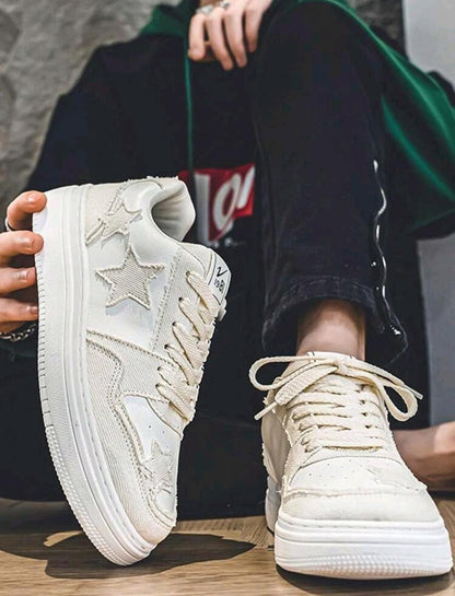 Nouvelles chaussures en canevas à semelle épaisse et respirante, baskets casual à motif étoile, polyvalentes