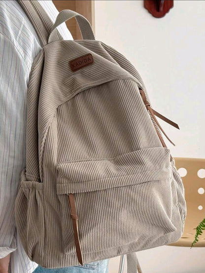 1 sac à dos femme de grande capacité simple, couleur unie, convient pour les voyages, le shopping, le transport d'un ordinateur portable, de livres, de vêtements, design décontracté